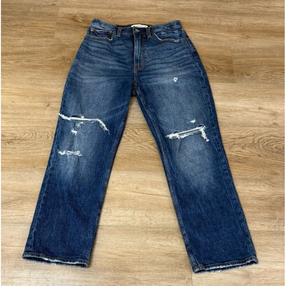 Abercrombie & Fitch Curve Love Ripped‎ Ankle Straight Ultra High-Rise Jeans 6/28